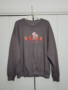 Strawberry Shortcake Sweatshirt In Dark Gray with Fruit Graphic